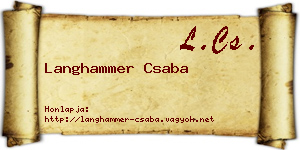 Langhammer Csaba névjegykártya